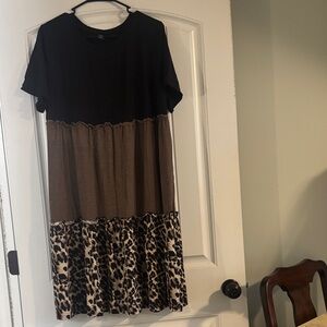 Stylish Black and Brown Leopard Print Dress